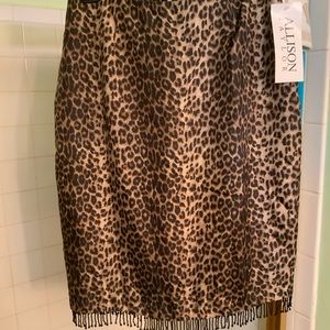 NWT silk leopard beaded hem skirt -unique!